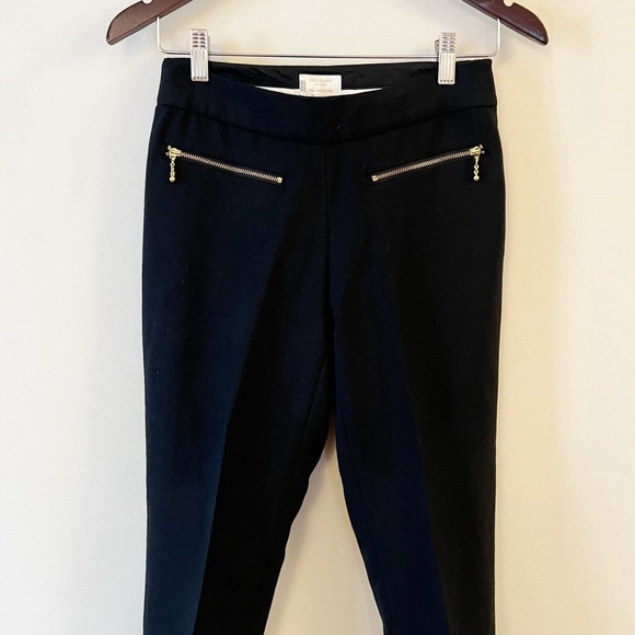 Kate Spade Black Ponte Pants Zipper Pockets Ankle Fit Size 0 Business Casual - Picture 2 of 8